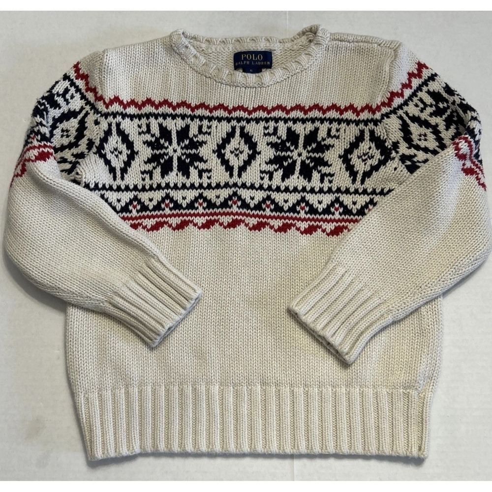 Kids Polo Ralph Lauren Fair Isle & Snowflake Knit SWEATER Sz 6